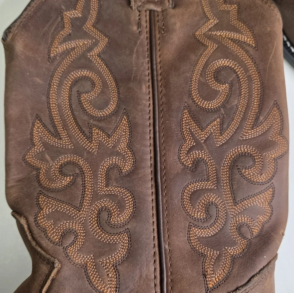 Justin Youth Kids Brown Leather Western Cowboy Boots Size 5 D Style 2253Y